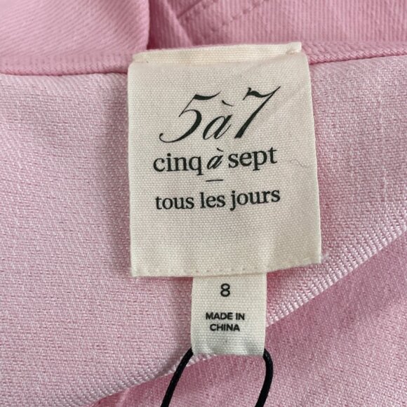 5a7 Pink Button-Front Mini Dress With Tie Straps & Pockets Size 8 - New - Picture 7 of 10